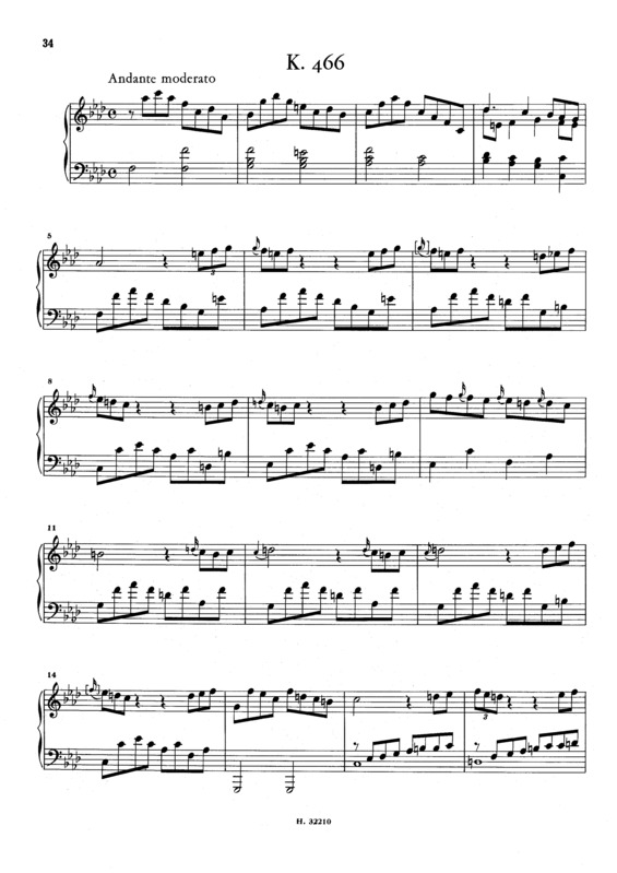 Partitura da música Keyboard Sonata In F Minor K.466