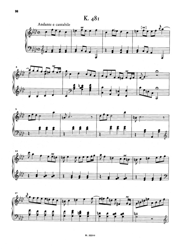 Partitura da música Keyboard Sonata In F Minor K.481