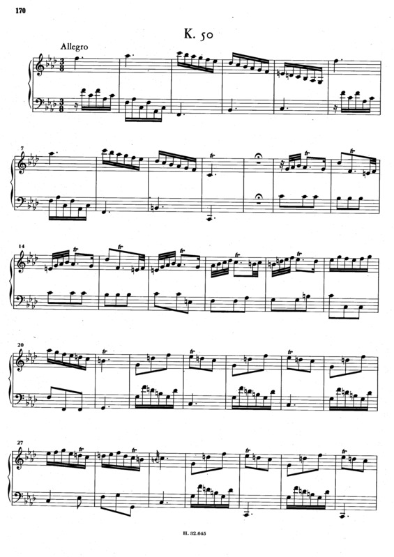 Partitura da música Keyboard Sonata In F Minor K.50