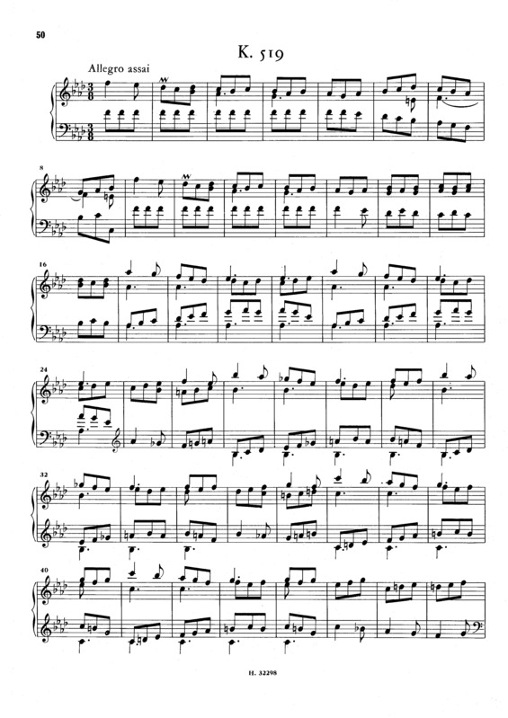 Partitura da música Keyboard Sonata In F Minor K.519