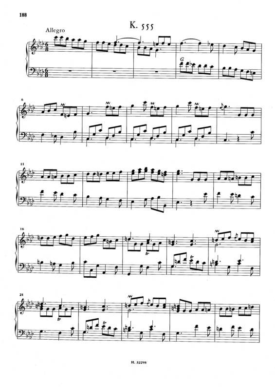Partitura da música Keyboard Sonata In F Minor K.555