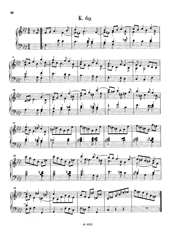 Partitura da música Keyboard Sonata In F Minor K.69