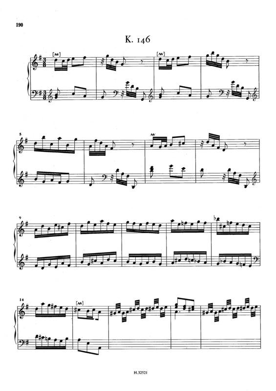 Partitura da música Keyboard Sonata In G Major K.146