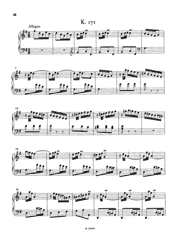 Partitura da música Keyboard Sonata In G Major K.171