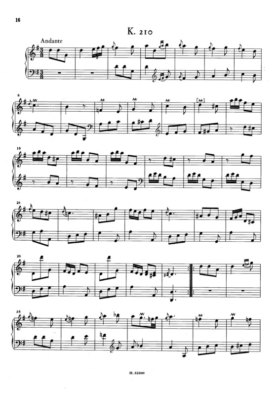 Partitura da música Keyboard Sonata In G Major K.210