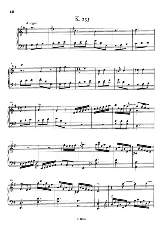 Partitura da música Keyboard Sonata In G Major K.235