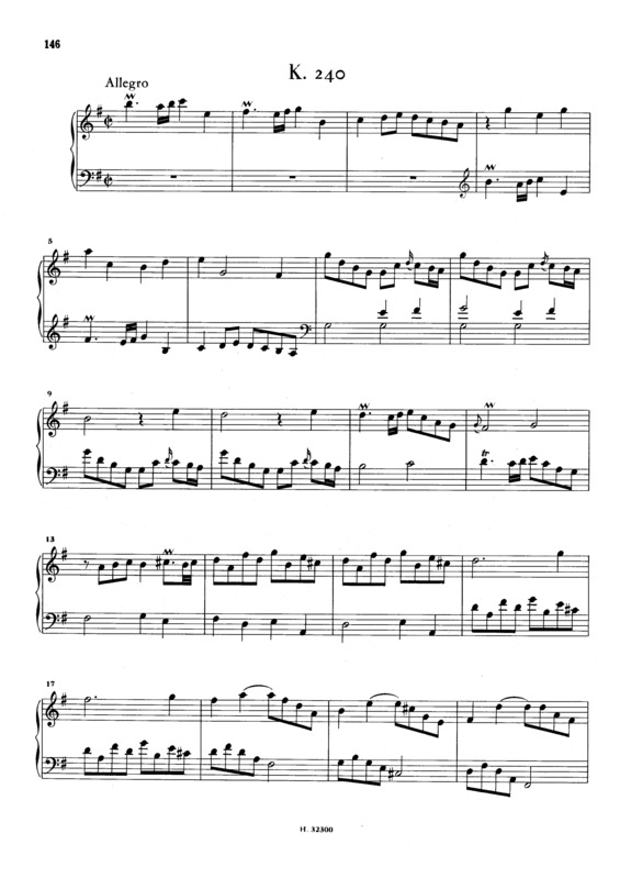 Partitura da música Keyboard Sonata In G Major K.240