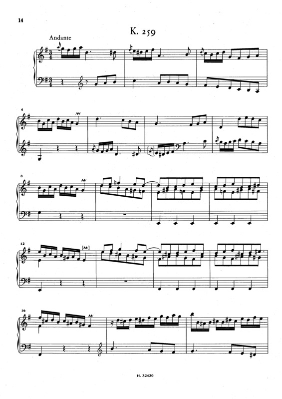Partitura da música Keyboard Sonata In G Major K.259