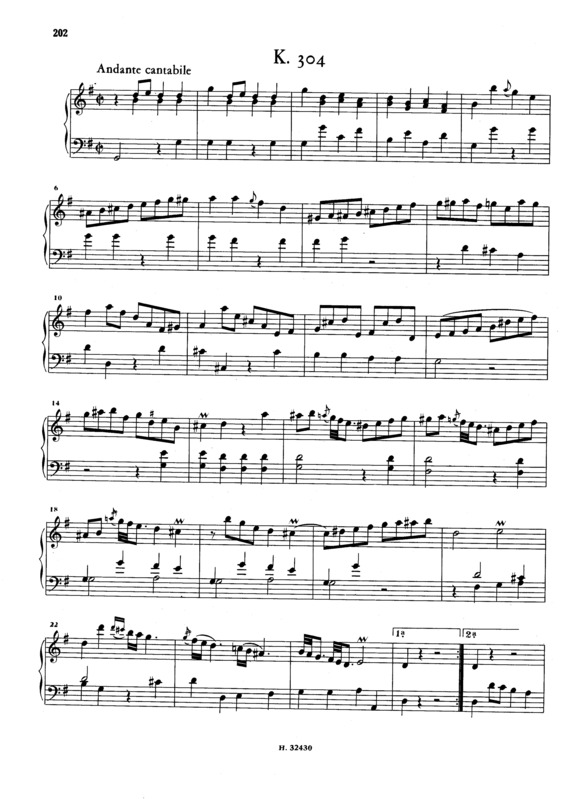 Partitura da música Keyboard Sonata In G Major K.304