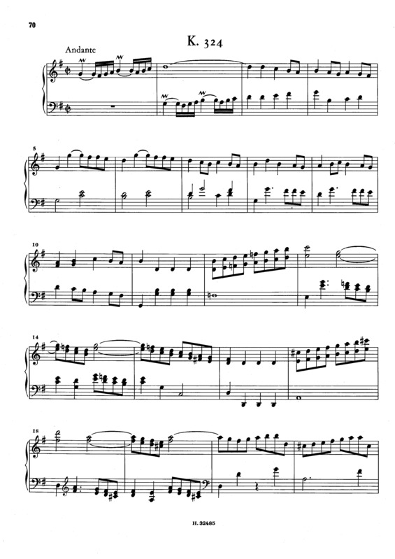 Partitura da música Keyboard Sonata In G Major K.324