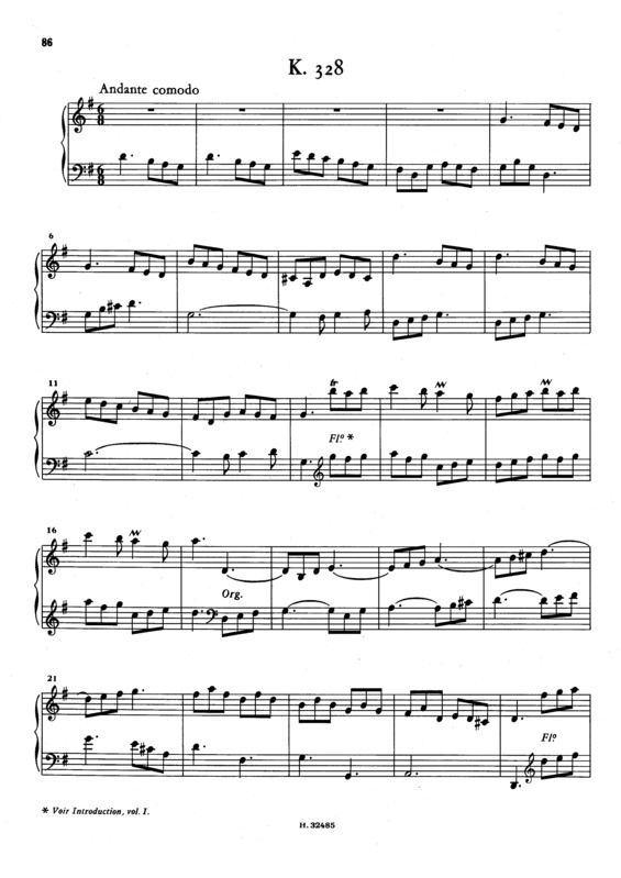 Partitura da música Keyboard Sonata In G Major K.328