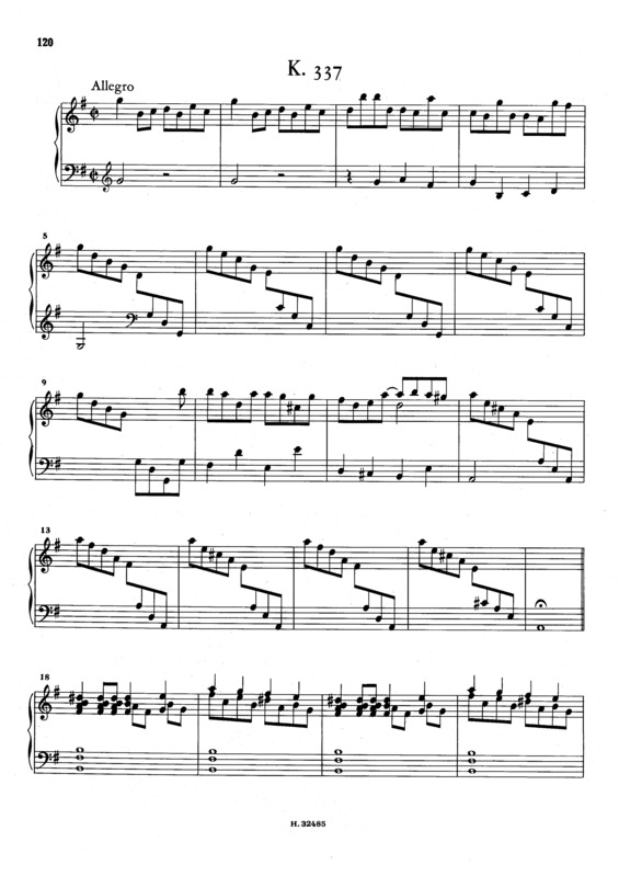 Partitura da música Keyboard Sonata In G Major K.337