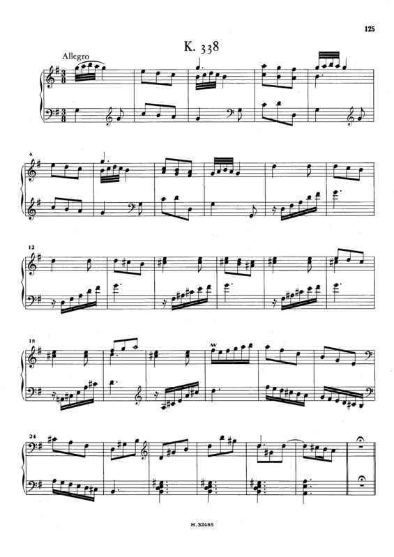 Partitura da música Keyboard Sonata In G Major K.338