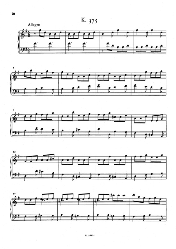 Partitura da música Keyboard Sonata In G Major K.375