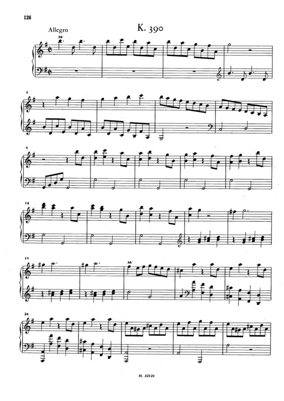 Partitura da música Keyboard Sonata In G Major K.390