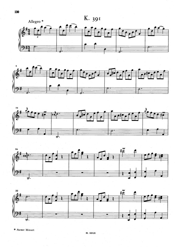 Partitura da música Keyboard Sonata In G Major K.391