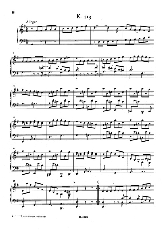 Partitura da música Keyboard Sonata In G Major K.413