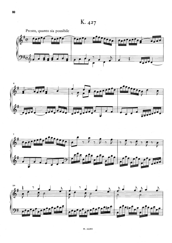 Partitura da música Keyboard Sonata In G Major K.427