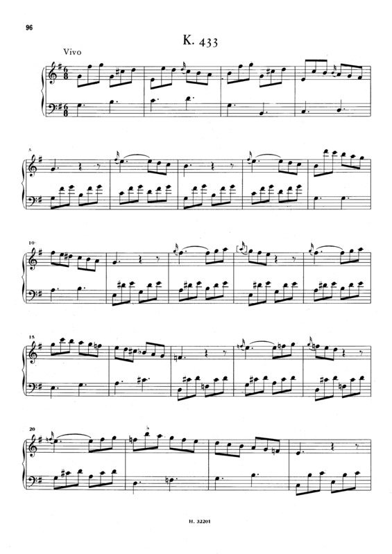 Partitura da música Keyboard Sonata In G Major K.433