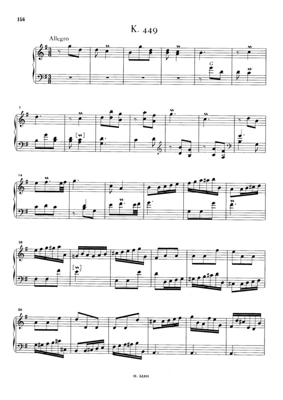 Partitura da música Keyboard Sonata In G Major K.449
