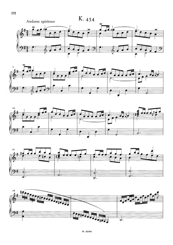 Partitura da música Keyboard Sonata In G Major K.454
