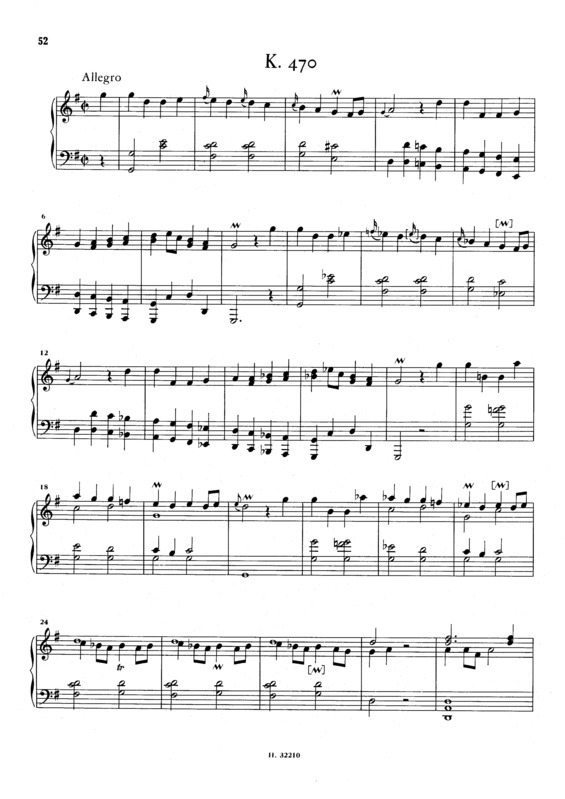 Partitura da música Keyboard Sonata In G Major K.470