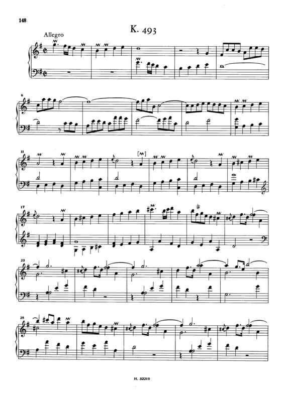 Partitura da música Keyboard Sonata In G Major K.493