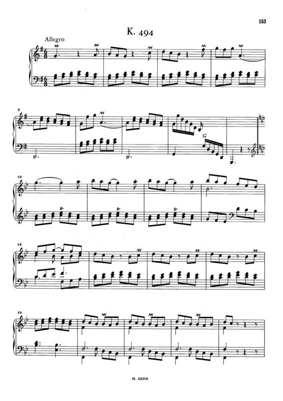 Partitura da música Keyboard Sonata In G Major K.494