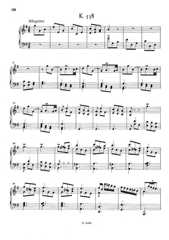 Partitura da música Keyboard Sonata In G Major K.538