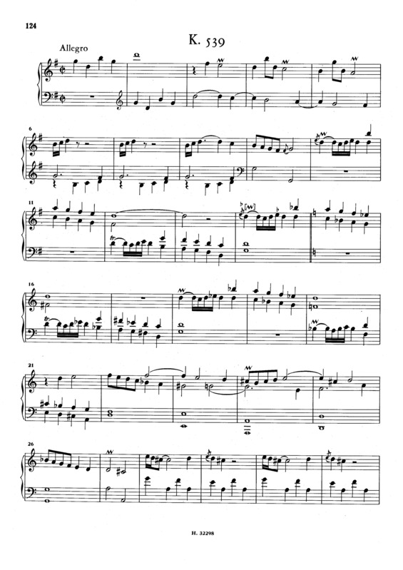 Partitura da música Keyboard Sonata In G Major K.539