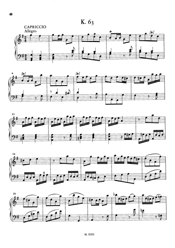 Partitura da música Keyboard Sonata In G Major K.63