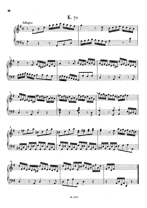 Partitura da música Keyboard Sonata In G Major K.71