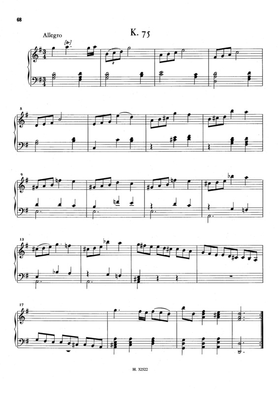 Partitura da música Keyboard Sonata In G Major K.75