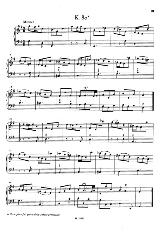 Partitura da música Keyboard Sonata In G Major K.80