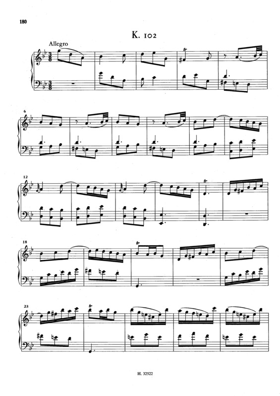 Partitura da música Keyboard Sonata In G Minor K.102