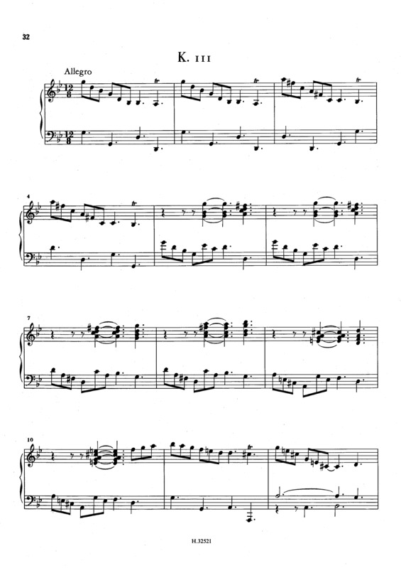 Partitura da música Keyboard Sonata In G Minor K.111