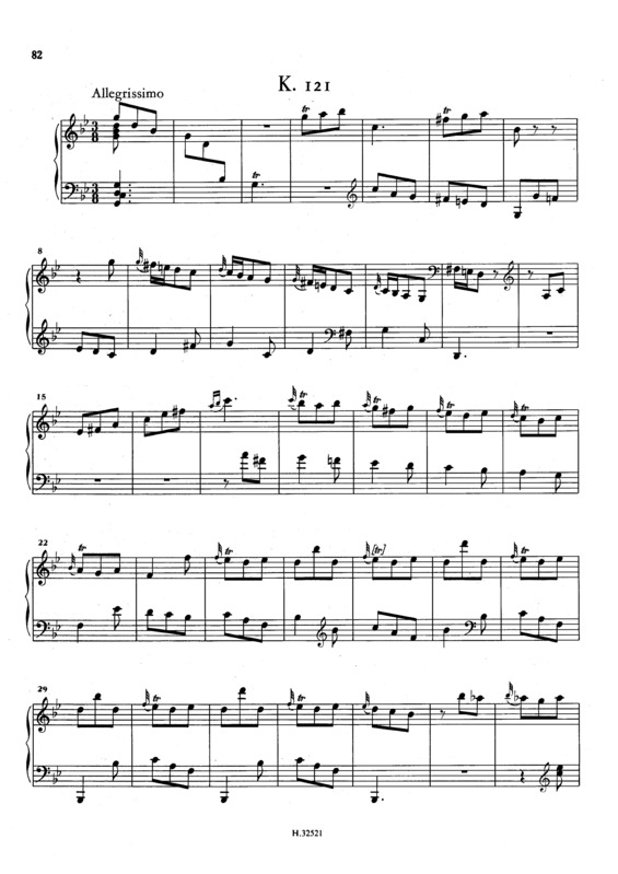Partitura da música Keyboard Sonata In G Minor K.121