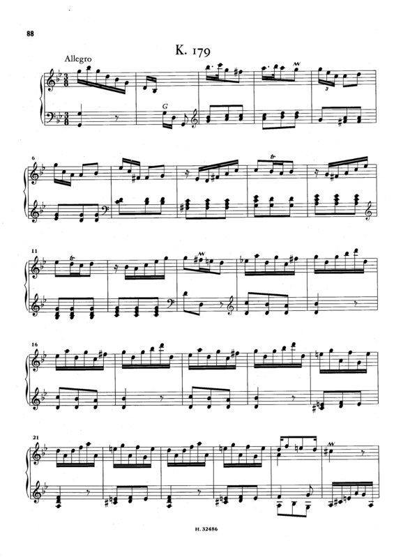 Partitura da música Keyboard Sonata In G Minor K.179