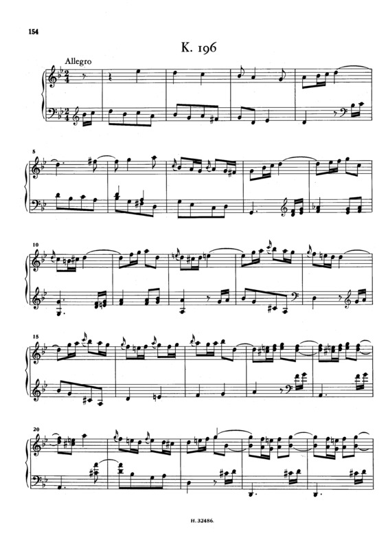 Partitura da música Keyboard Sonata In G Minor K.196