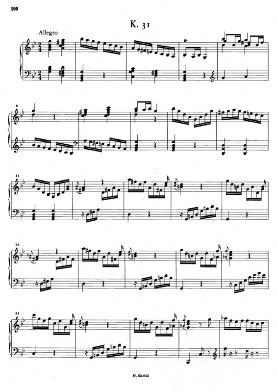 Partitura da música Keyboard Sonata In G Minor K.31