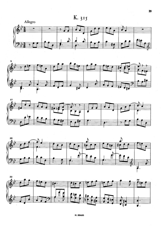 Partitura da música Keyboard Sonata In G Minor K.315