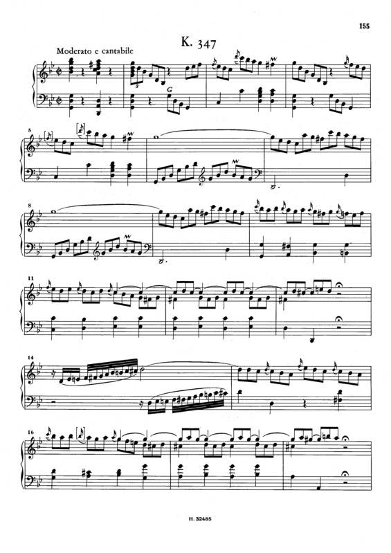 Partitura da música Keyboard Sonata In G Minor K.347