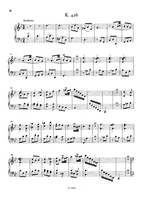 Partitura da música Keyboard Sonata In G Minor K.426