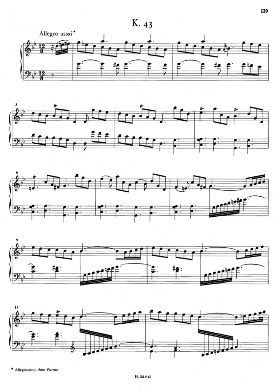 Partitura da música Keyboard Sonata In G Minor K.43