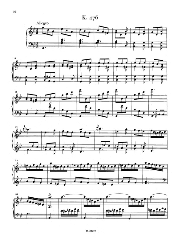 Partitura da música Keyboard Sonata In G Minor K.476