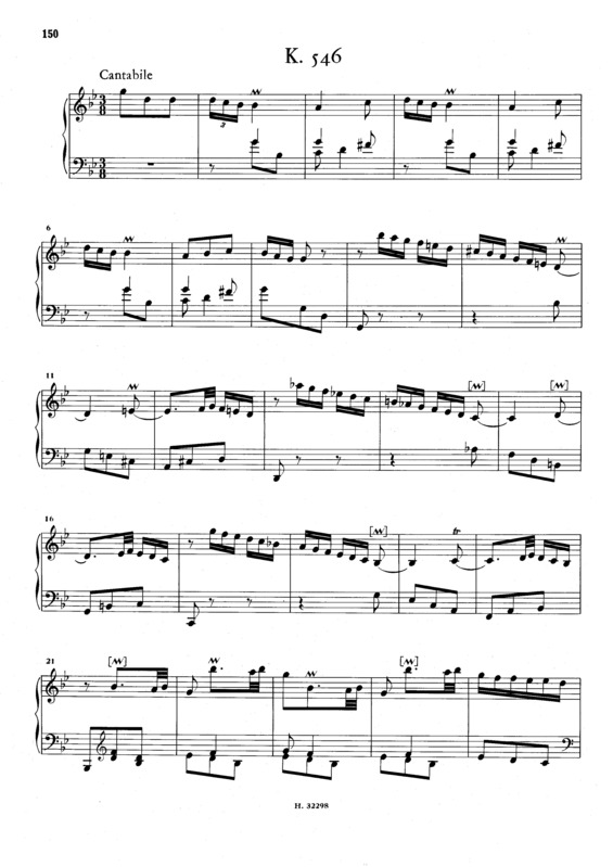 Partitura da música Keyboard Sonata In G Minor K.546