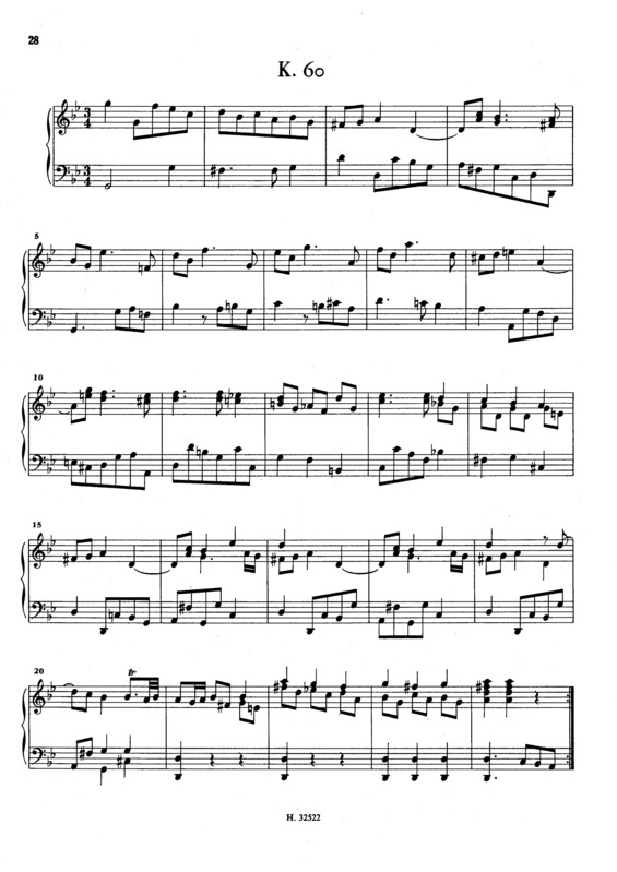 Partitura da música Keyboard Sonata In G Minor K.60