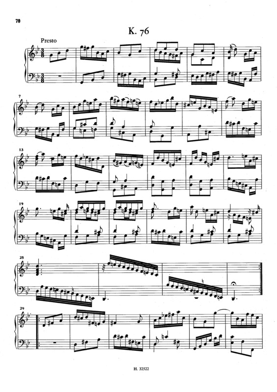 Partitura da música Keyboard Sonata In G Minor K.76