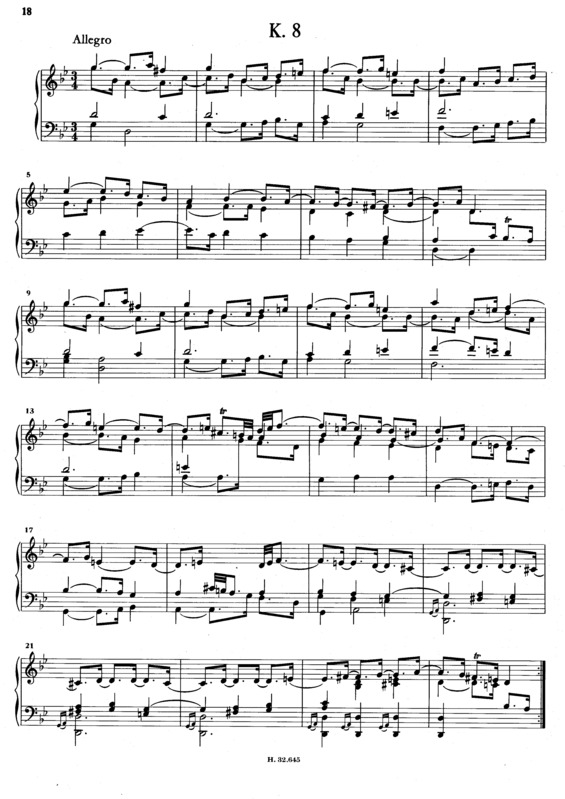 Partitura da música Keyboard Sonata In G Minor K.8