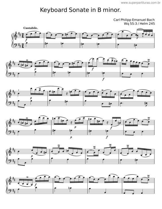 Partitura da música Keyboard Sonate In B Minor – Carl Philipp Emanuel Bach